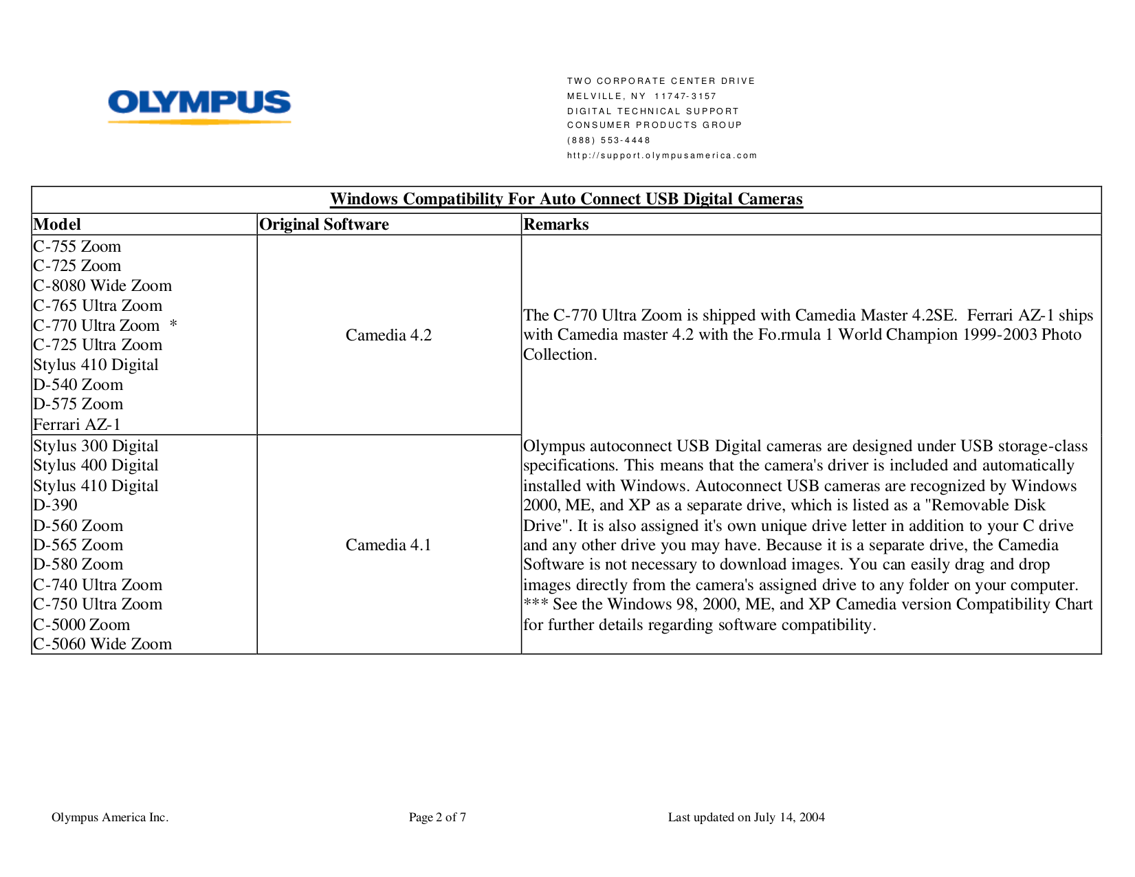 ... Olympus Digital Camera CAMEDIA C-3020 Zoom pdf page preview ...
