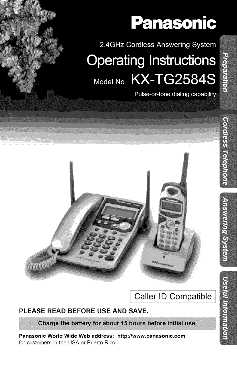 pdf for Panasonic Telephone KX-TG2584S manual