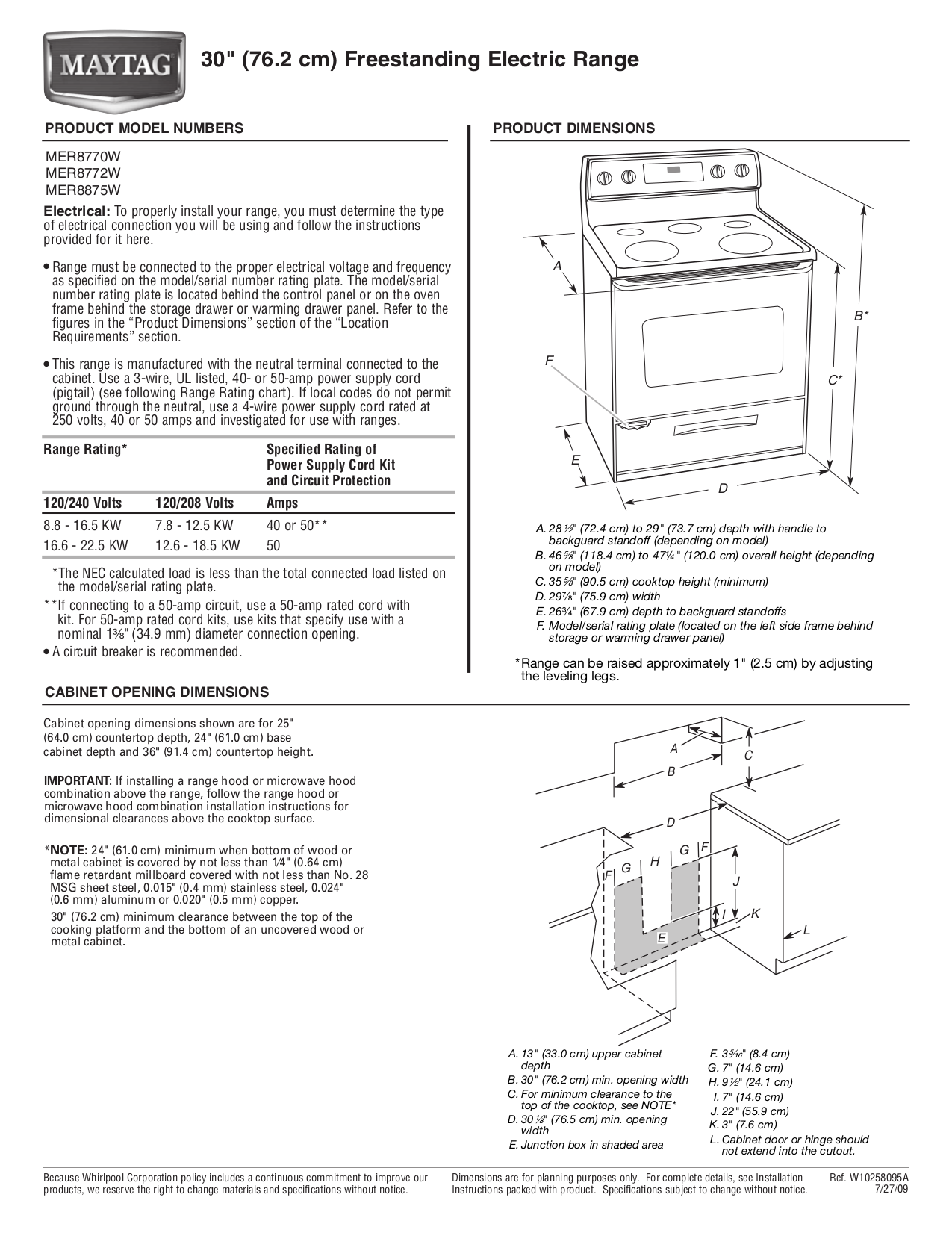 PDF manual for Maytag Range MER8770W