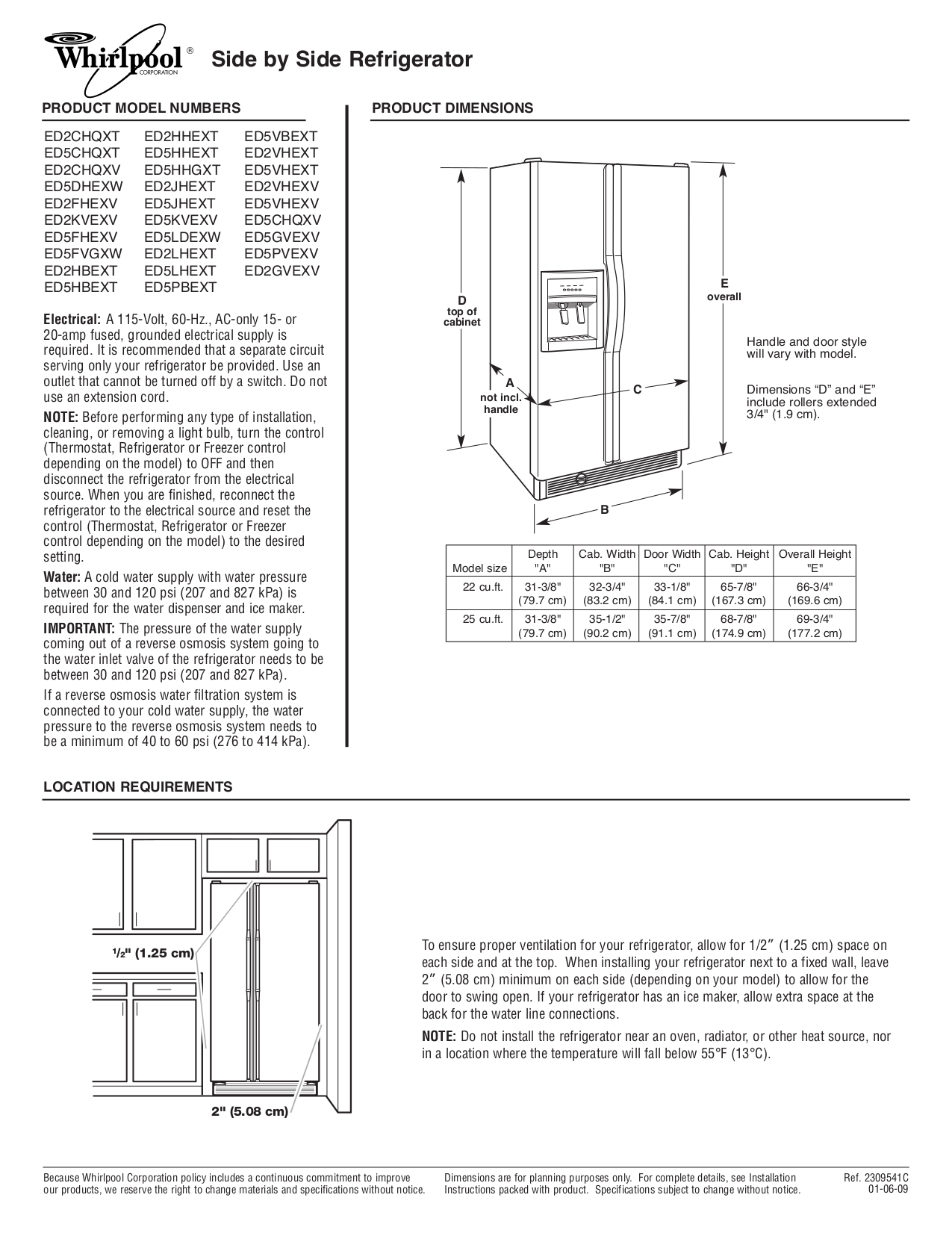 Download free pdf for Whirlpool ED5KVEXV Refrigerator manual