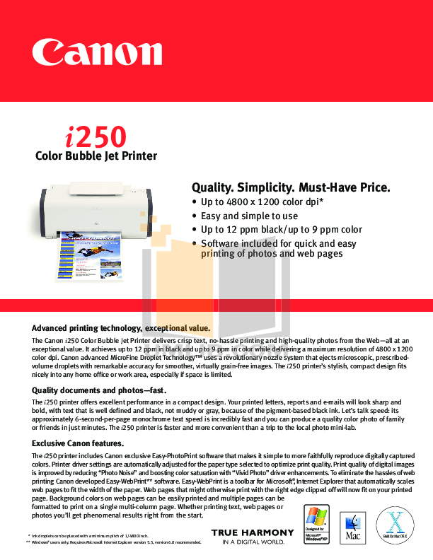 Принтер canon i250 инструкция