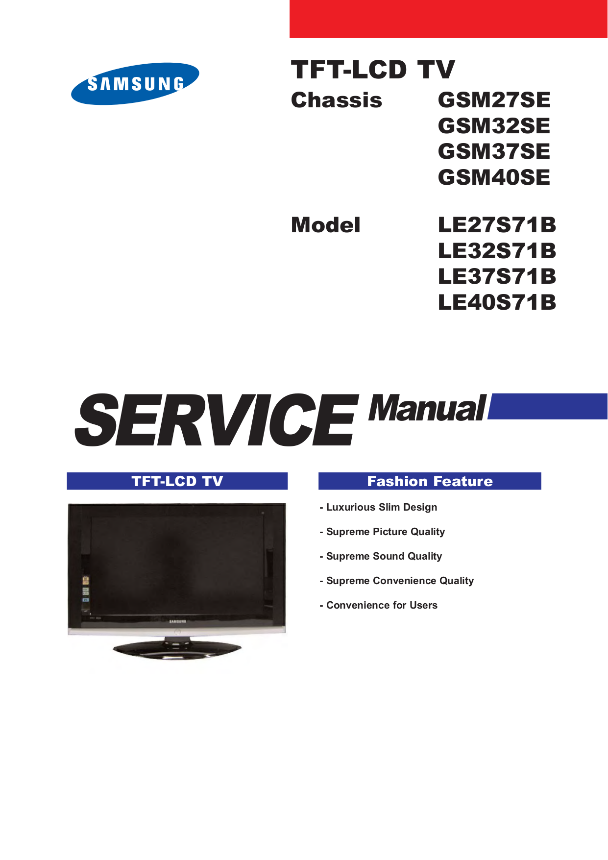 Download free pdf for Samsung LE32R51B TV manual1241 x 1755