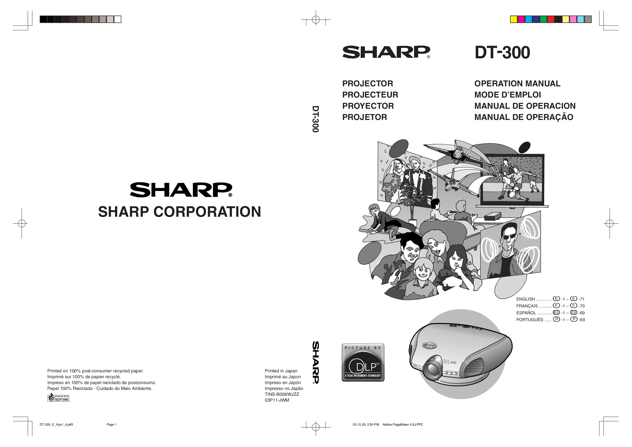 pdf for Sharp Projector DT-300 manual