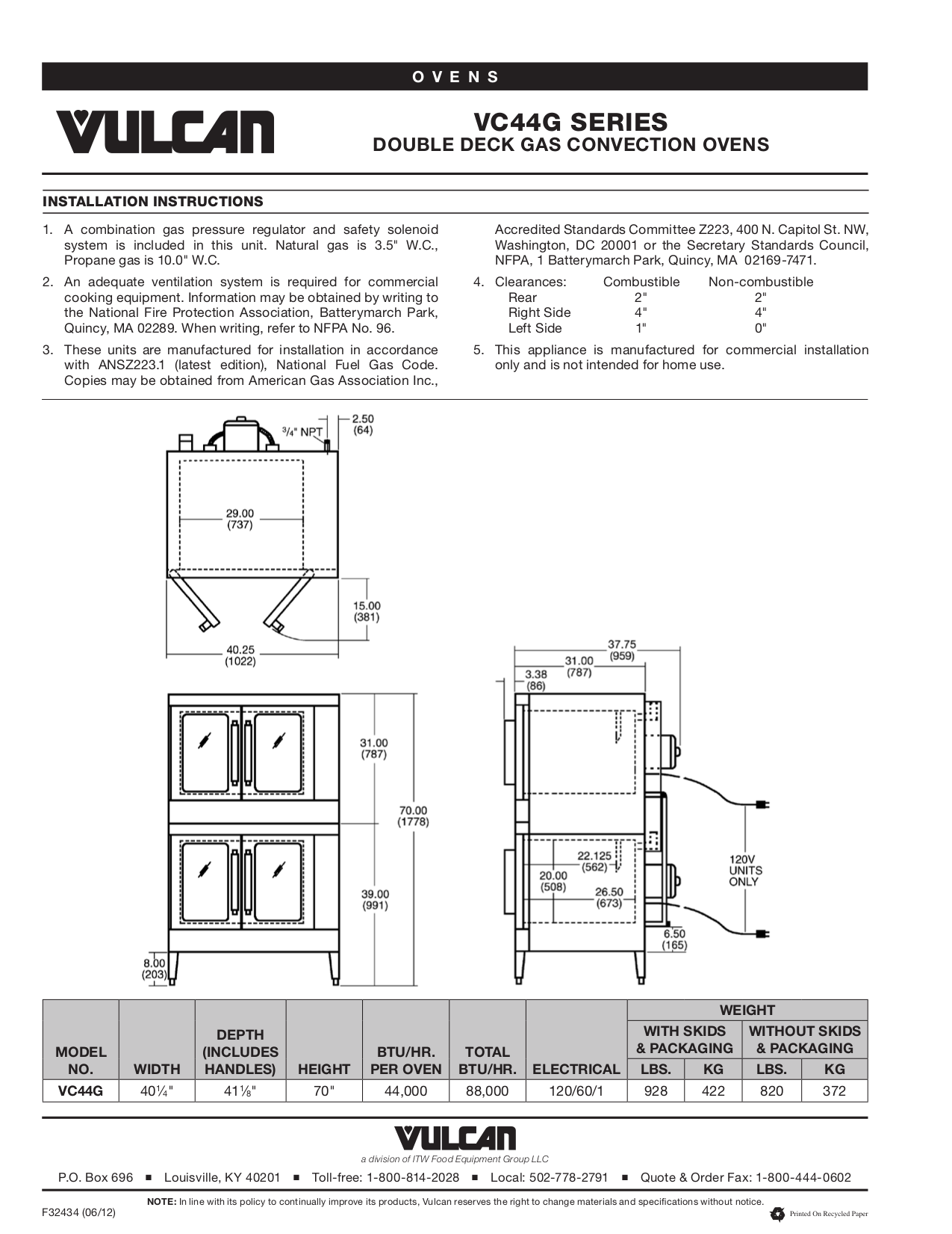 PDF manual for Vulcan Oven VC44GD