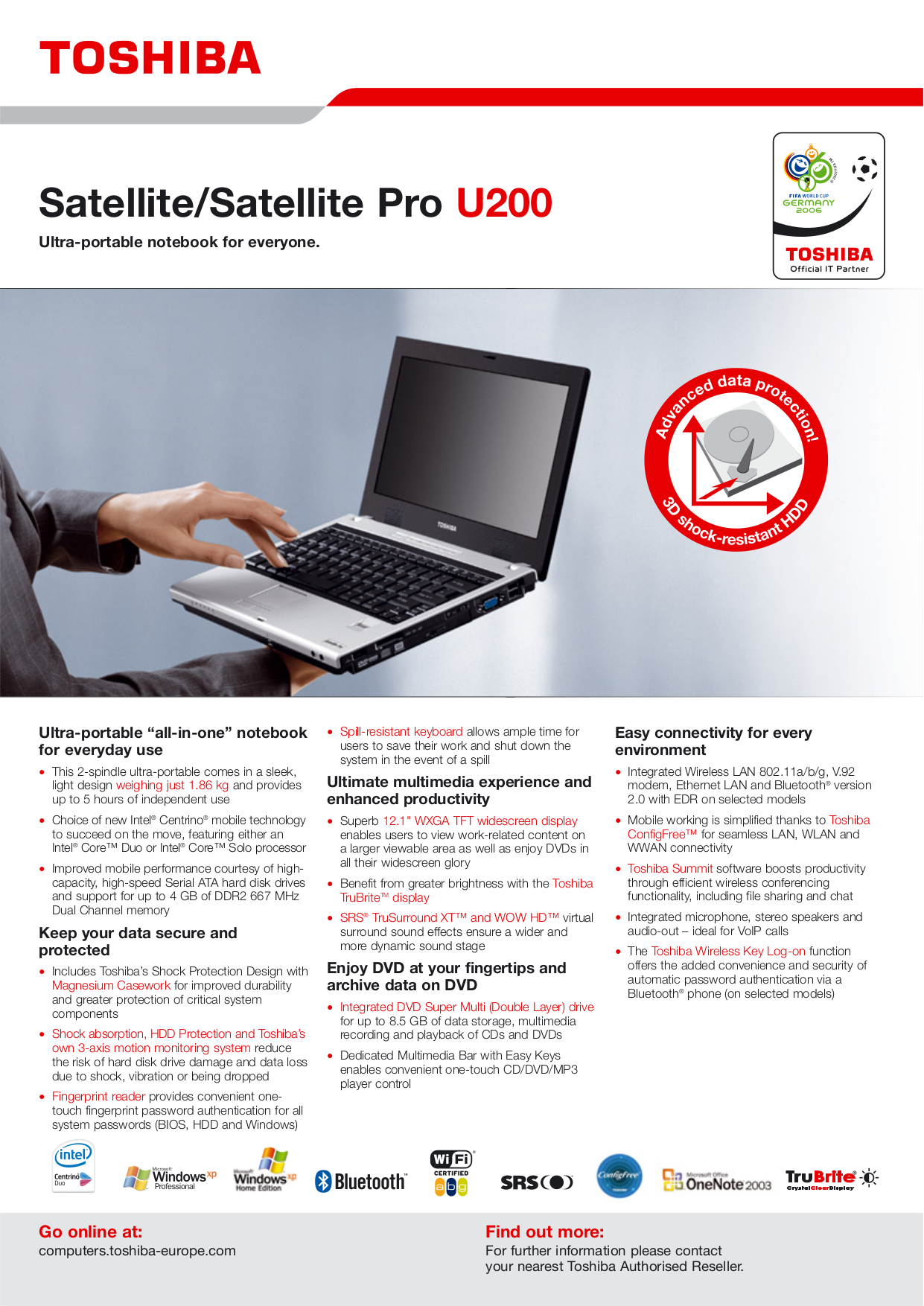 Download free pdf for Toshiba Satellite U200-148 Laptop manual