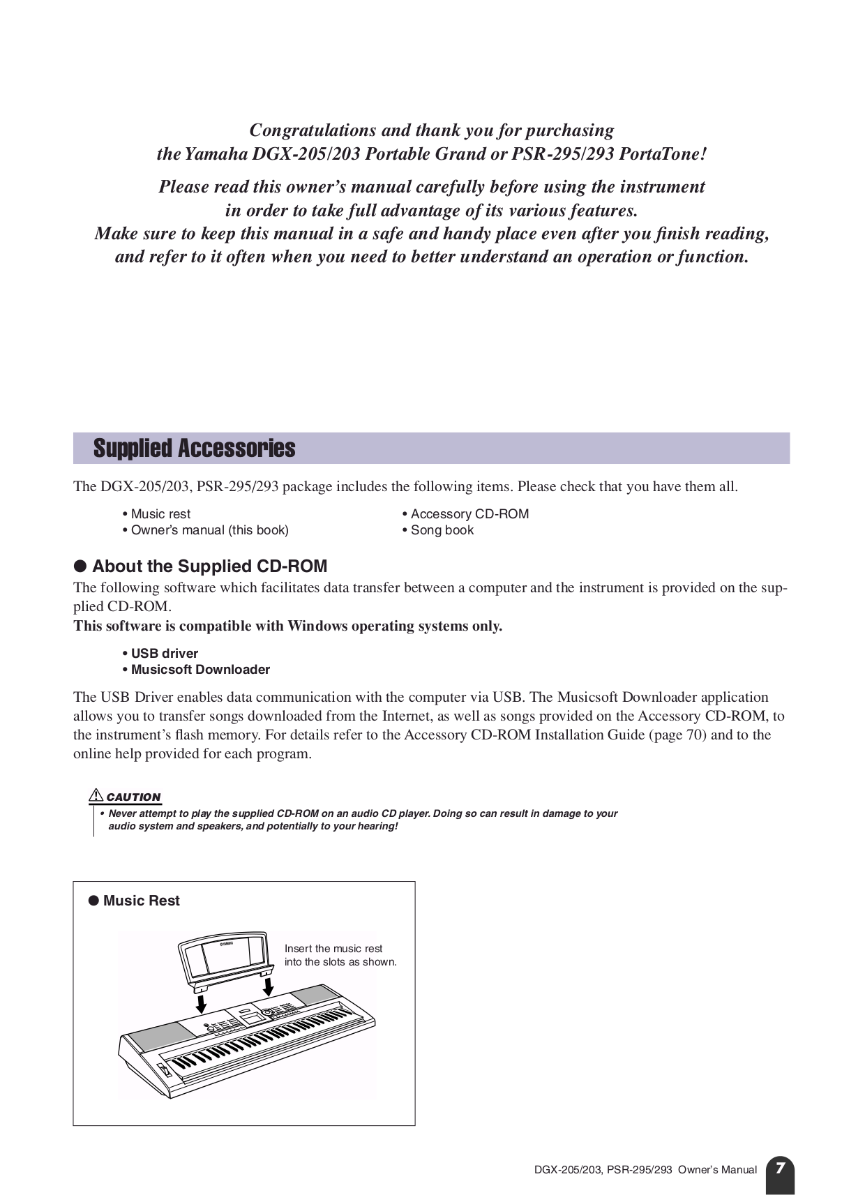 PDF manual for Yamaha Music Keyboard PSR-420