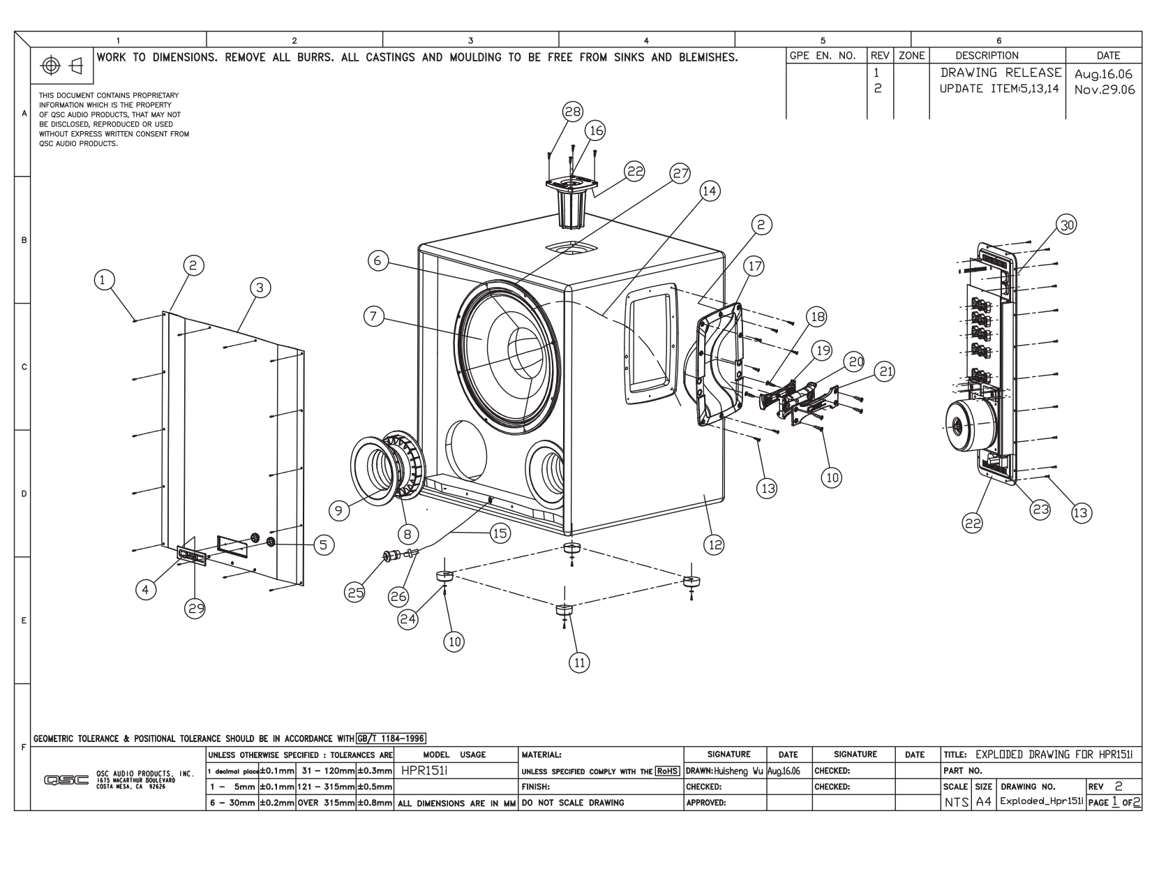 Download free pdf for QSC HPR151W Speaker manual