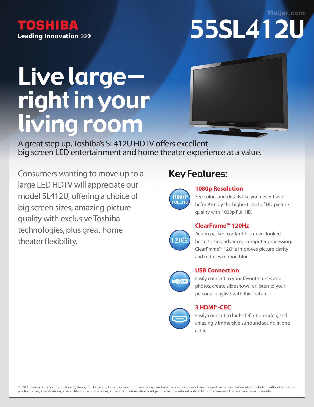 pdf for Toshiba TV 55SL412U manual