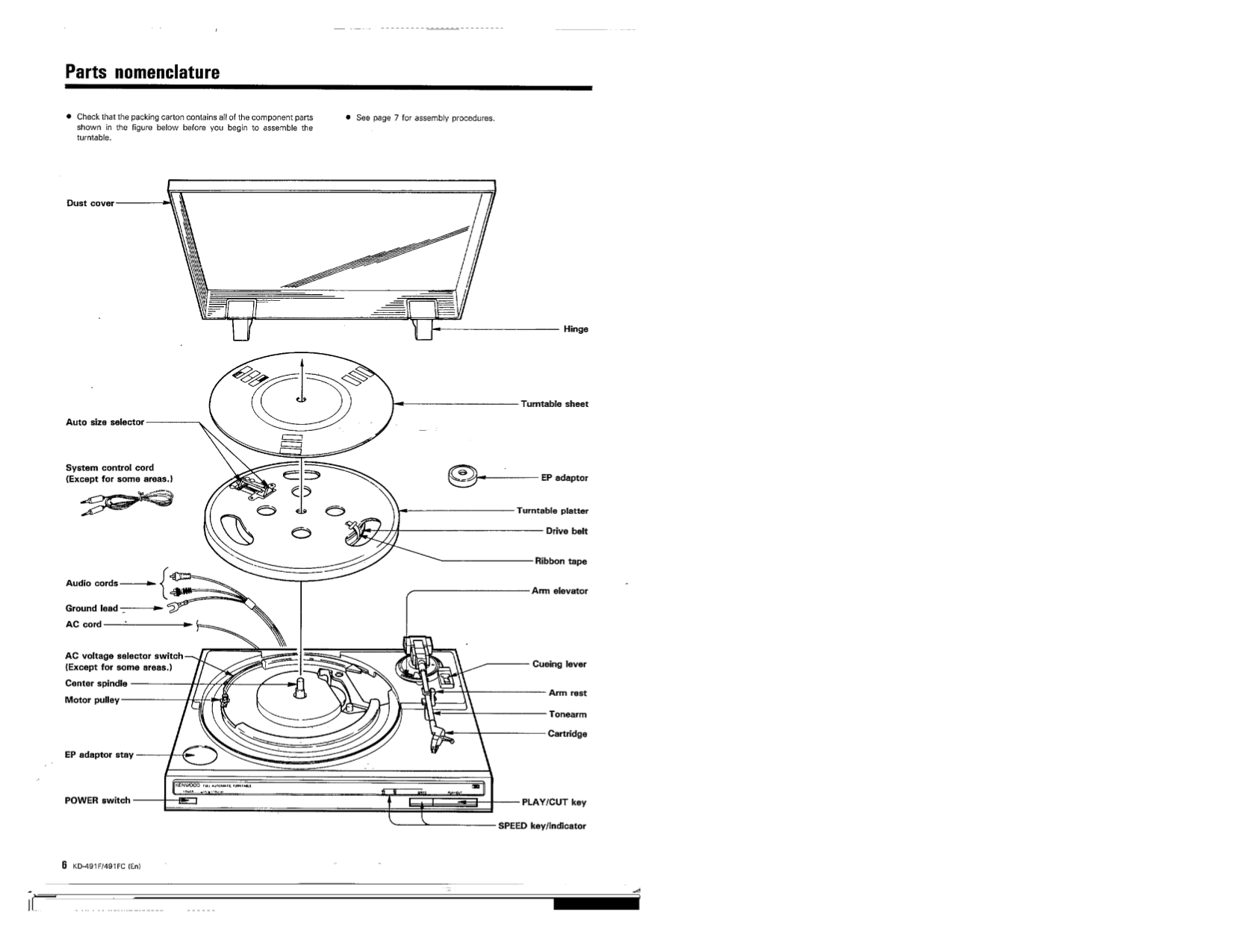 PDF manual for Kenwood Turntable KD491F