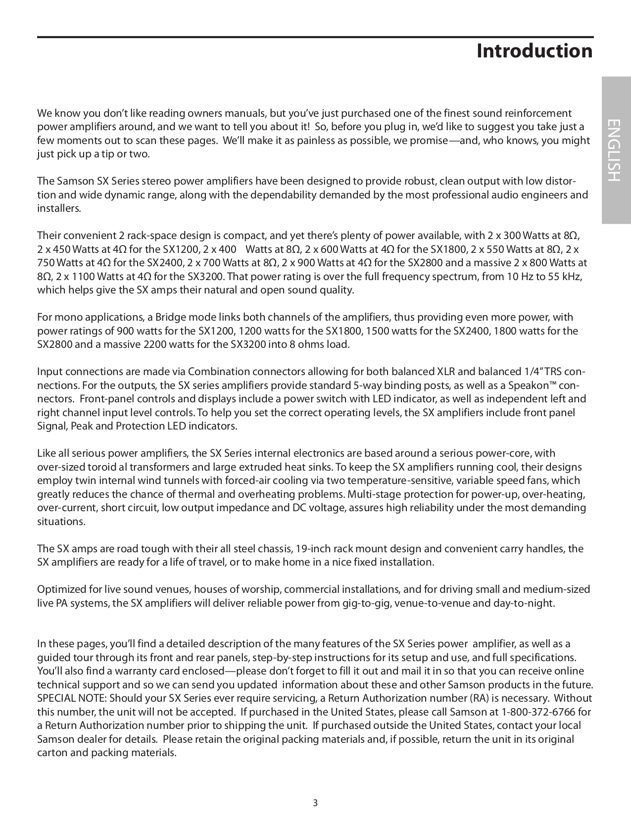 ... Samson Amp SX3200 pdf page preview ...