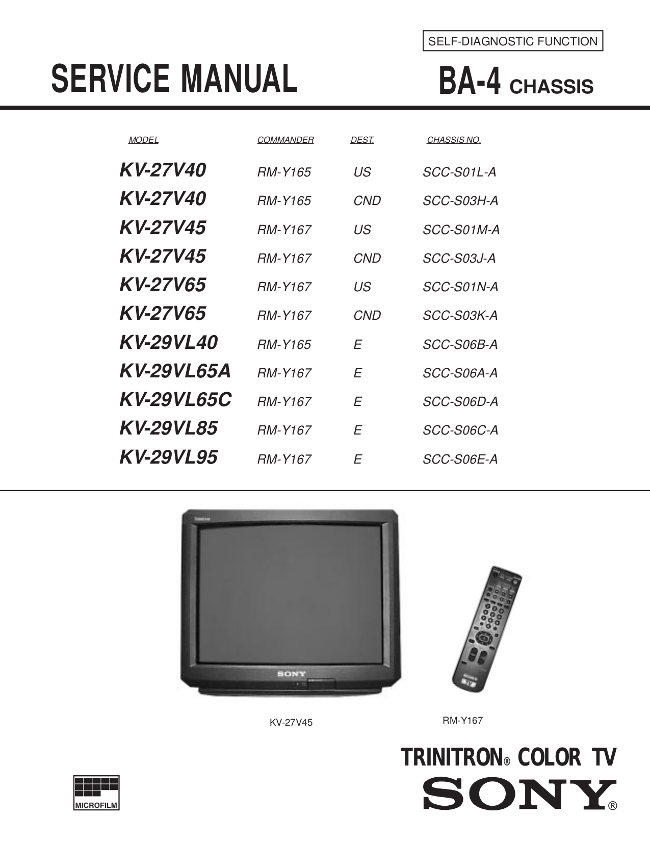 Download free pdf for Sony KV-27V40 TV manual