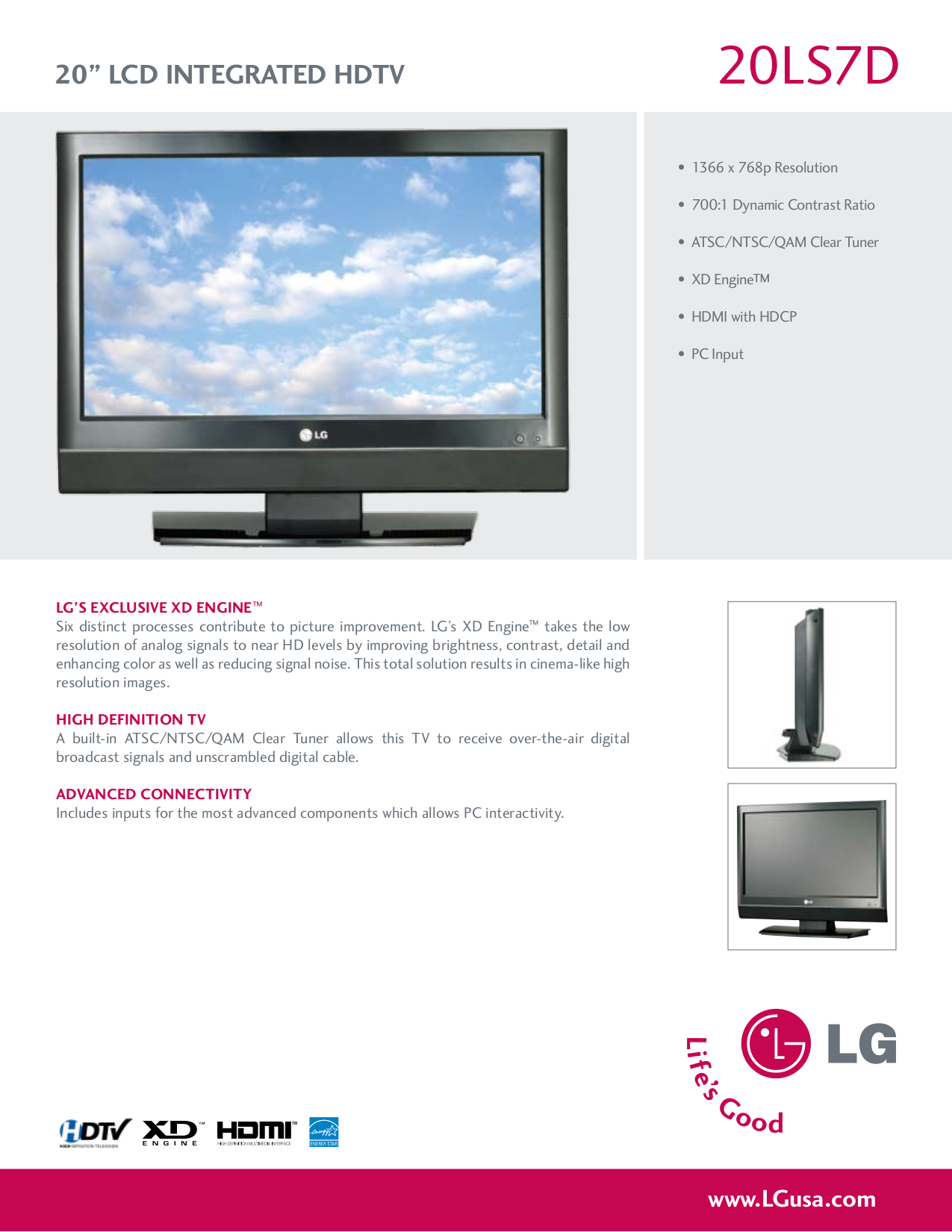 Download free pdf for LG 20LS7D TV manual