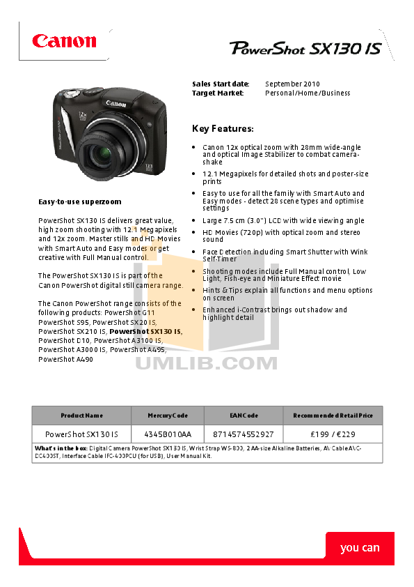 Canon Powershot Sx130is Manual Download