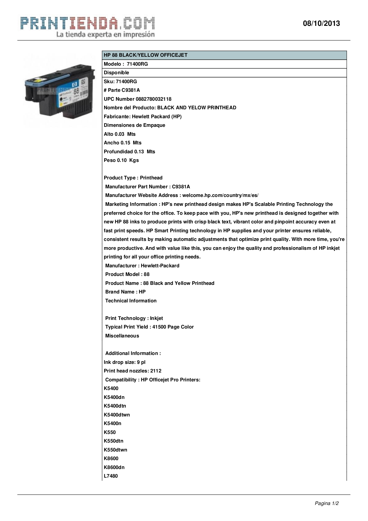 pdf for HP Printer Officejet Pro K5400dtn manual