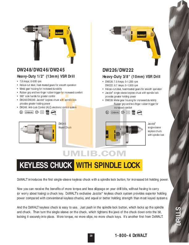 Download free pdf for Dewalt DW245 Drills Other manual