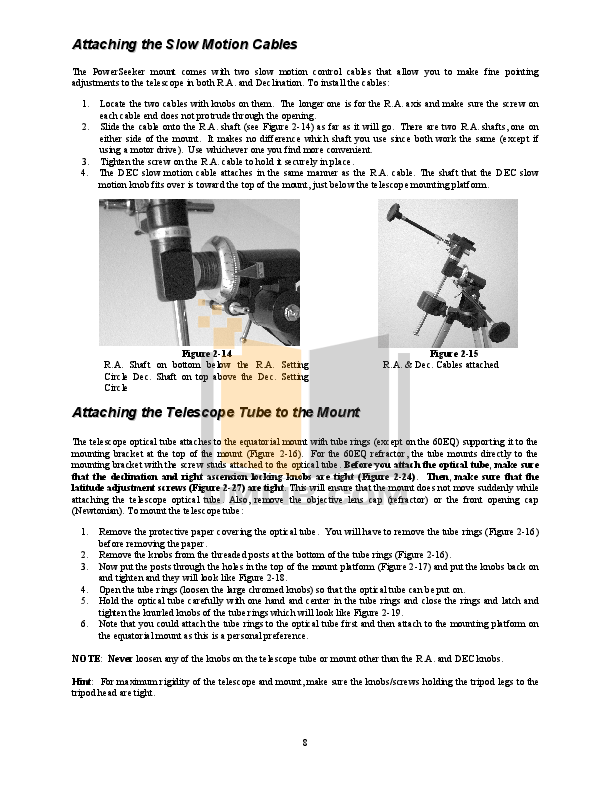 PDF manual for Celestron Telescope PowerSeeker 127EQ