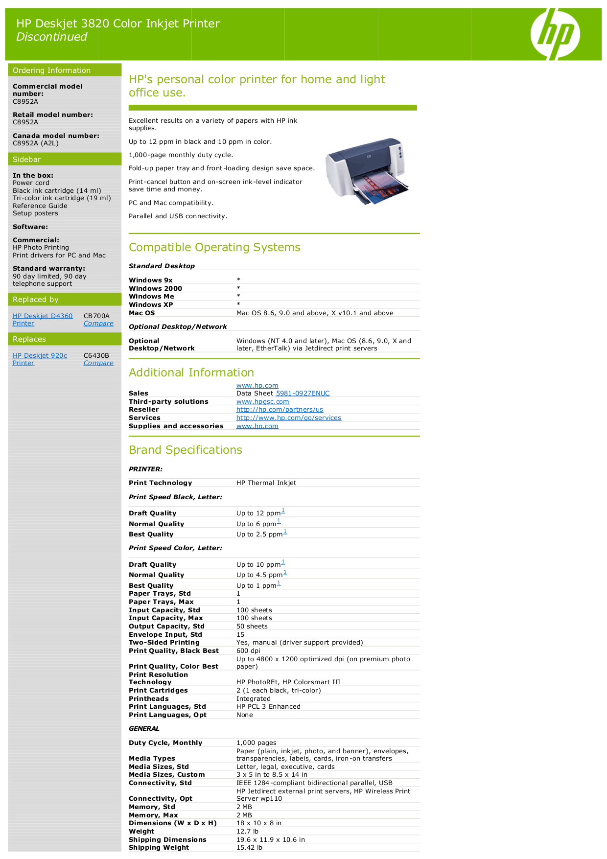 pdf for HP Printer Deskjet 3820 manual