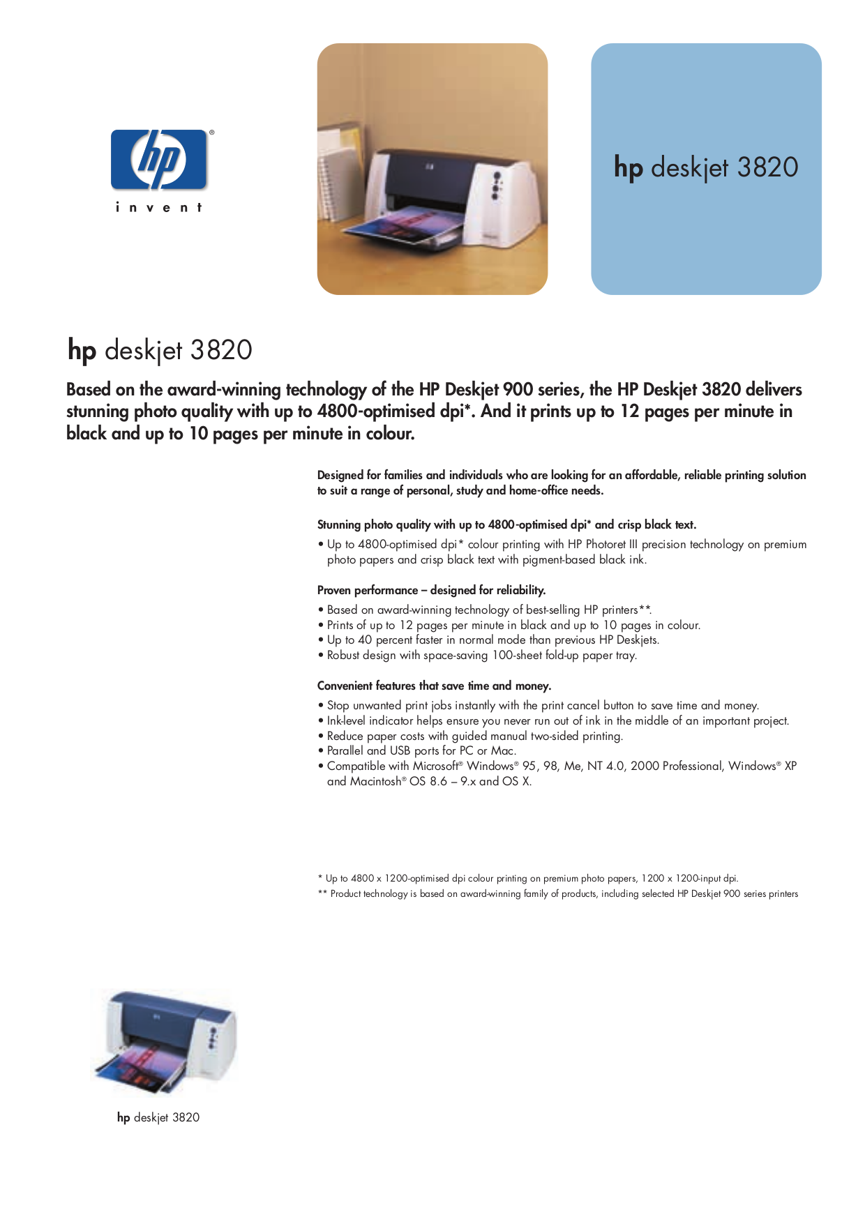 pdf for HP Printer Deskjet 3820 manual