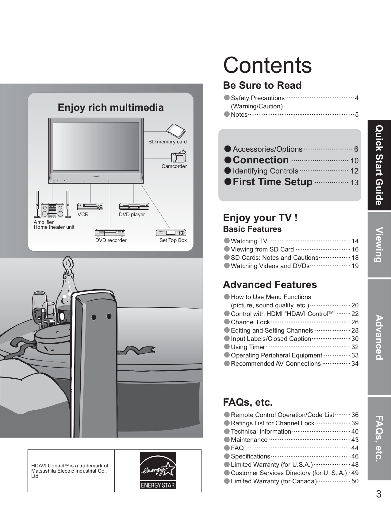 PDF manual for Panasonic TV Viera TH42PWD7