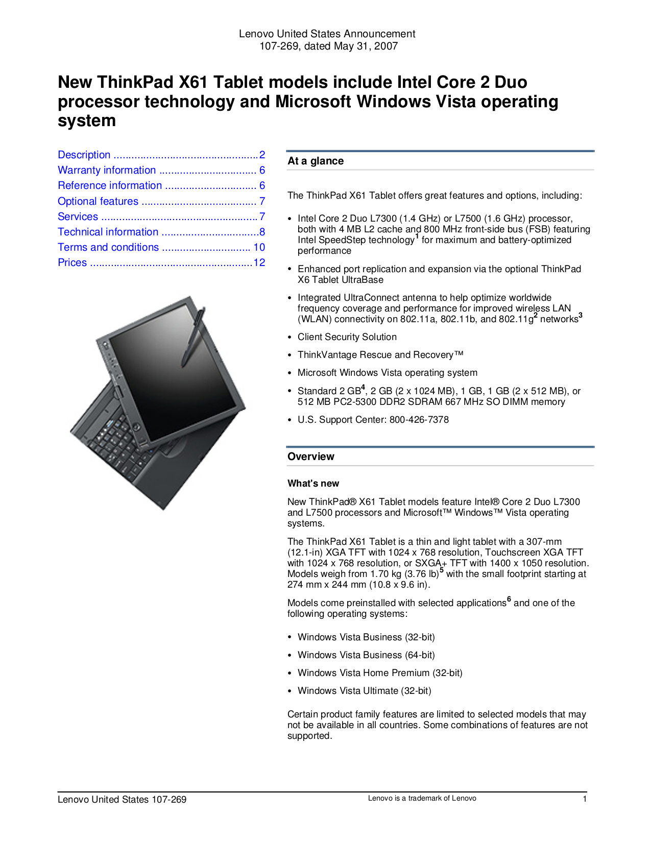 pdf for Lenovo Laptop ThinkPad X61 Tablet 7762 manual