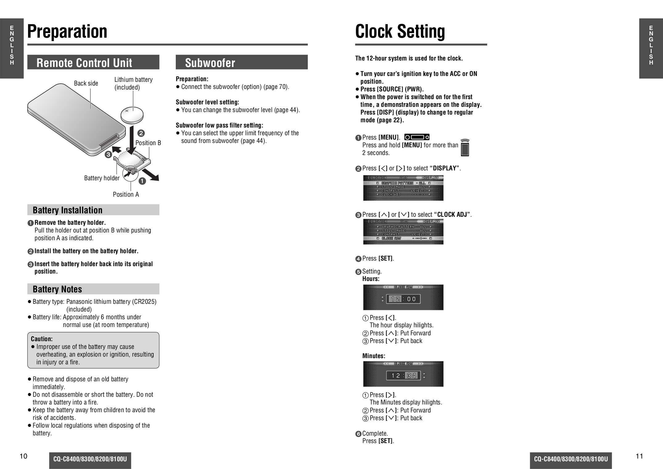 ... Panasonic Car Receiver CQ-C8100U pdf page preview ...