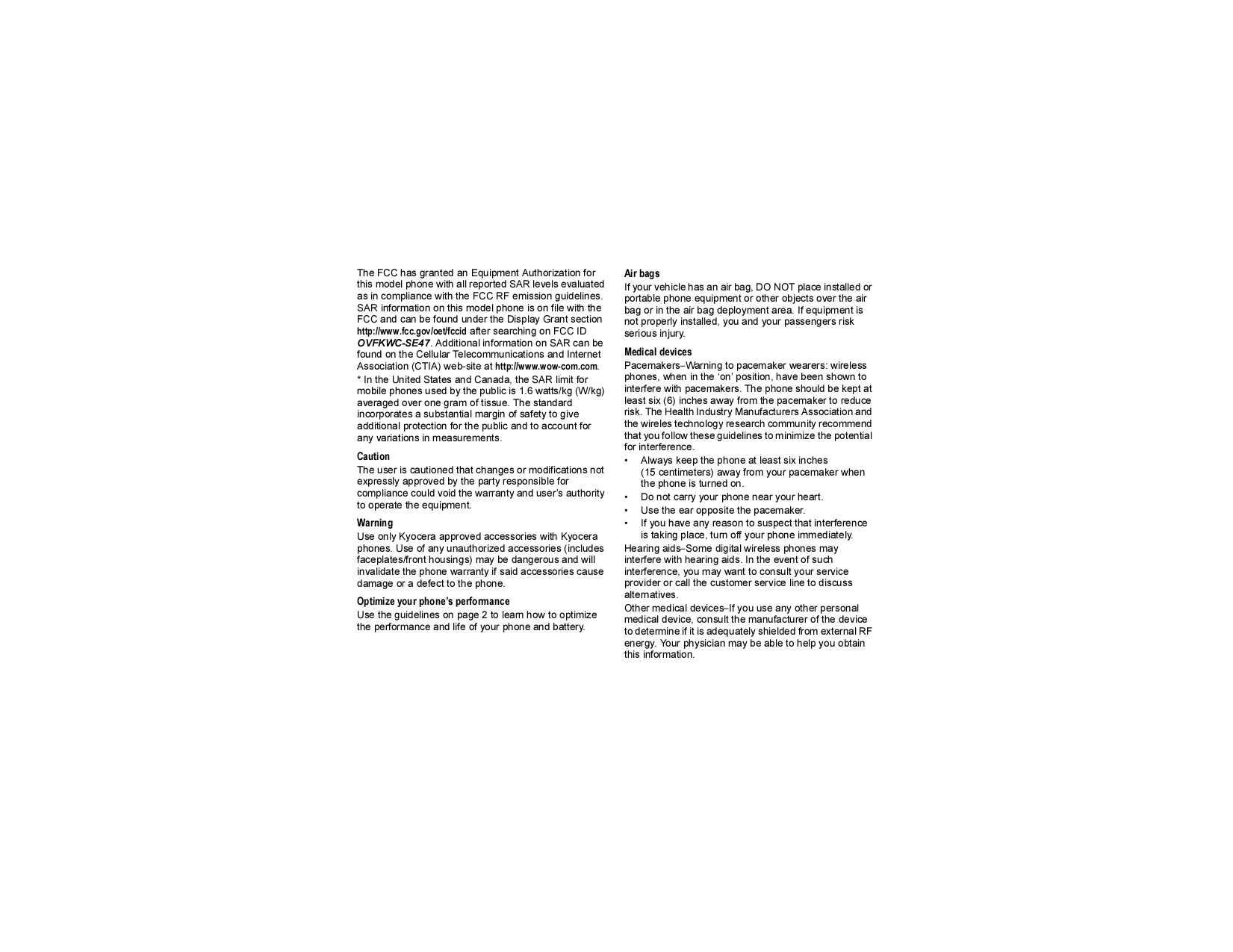 ... Kyocera Cell Phone Slider SE44 pdf page preview ...