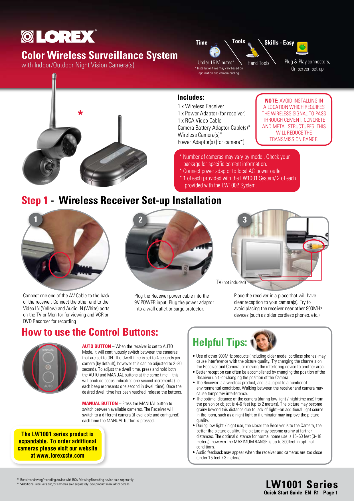 pdf for Lorex Security Camera LW1001 manual