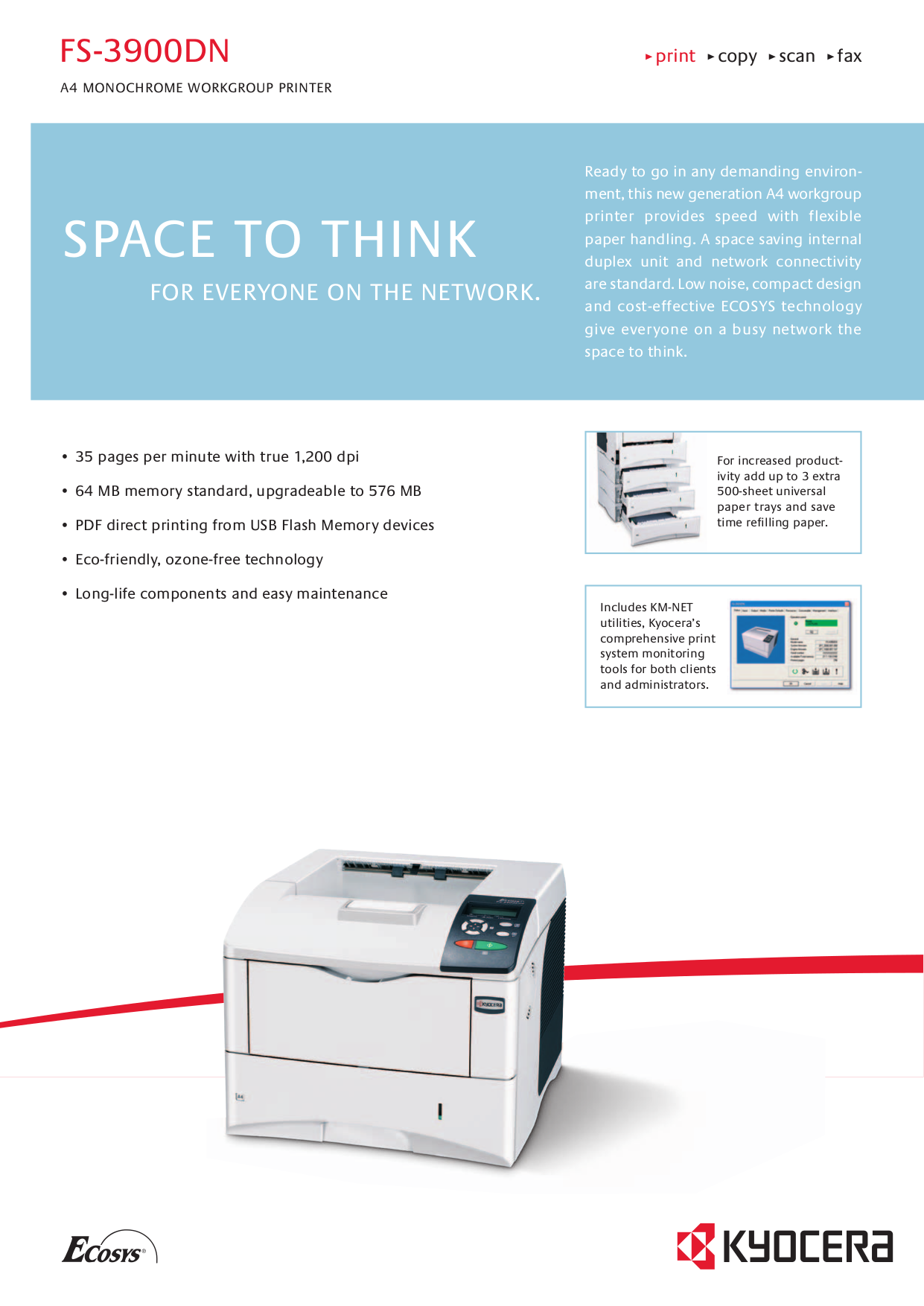 ecosys fs-3900dn manual Kyocera fs-2000d / fs-3900dn / fs-4000dn laser printers service rep.