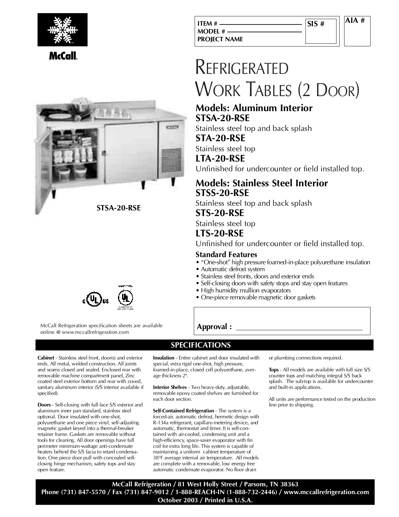 pdf for McCall Refrigerator STSS-20-RSE manual