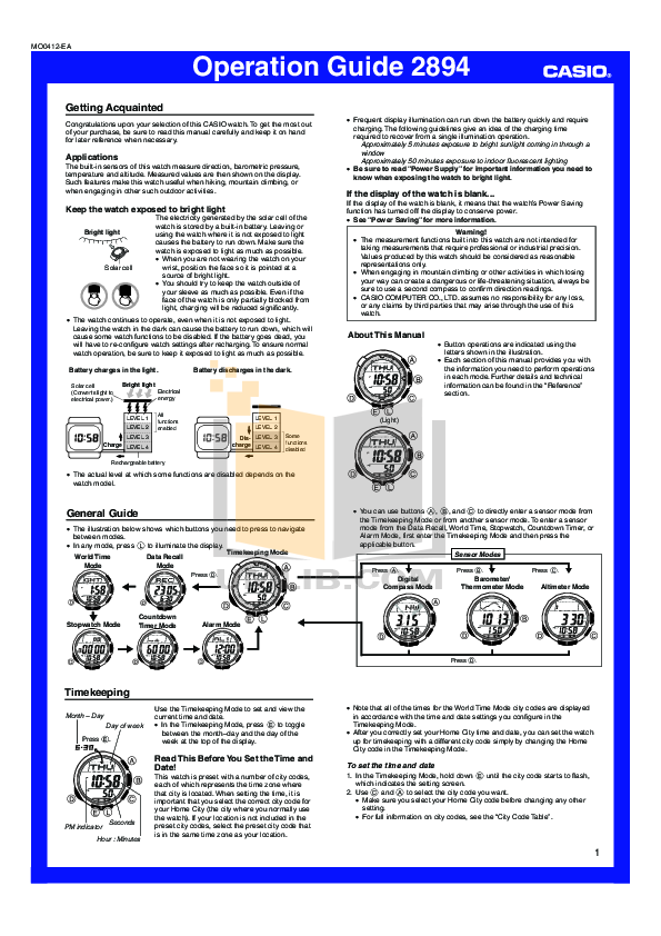 manual casio sgw 100