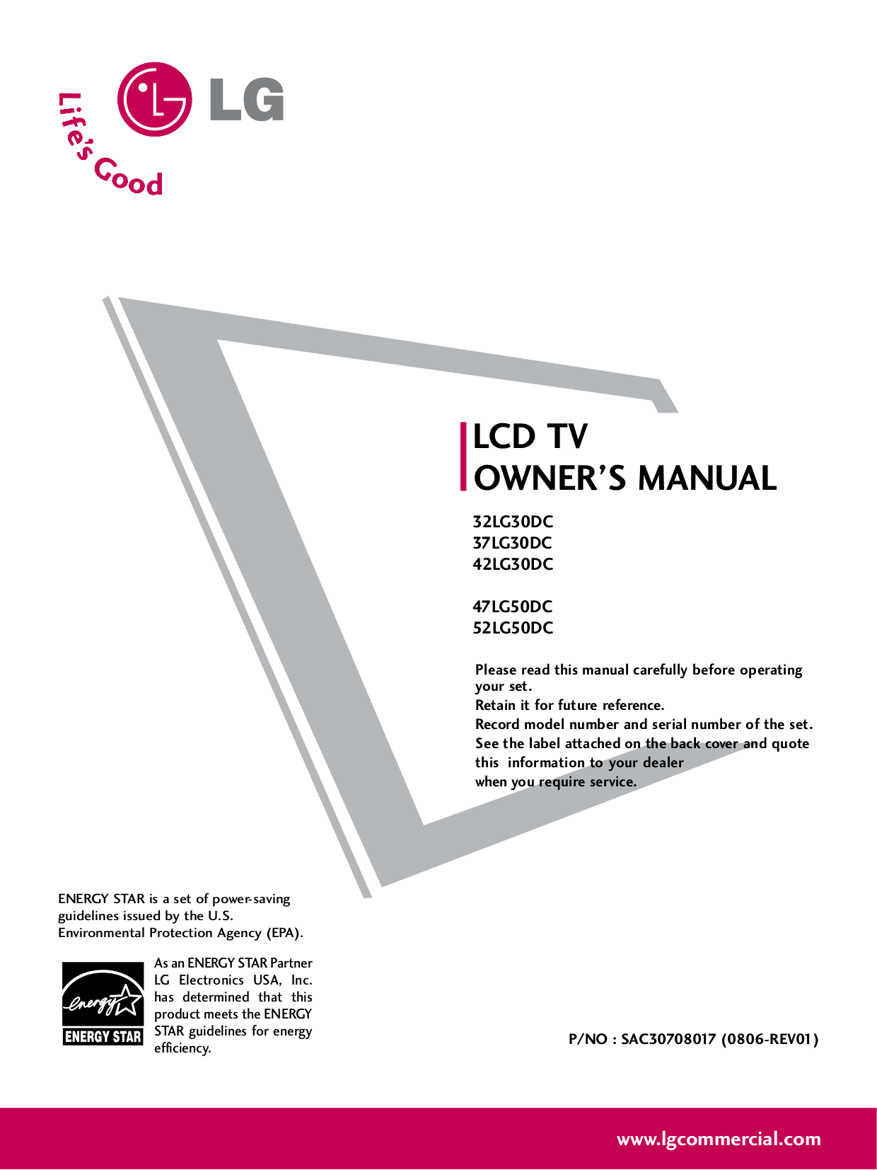 pdf for LG TV 42LG30DC manual