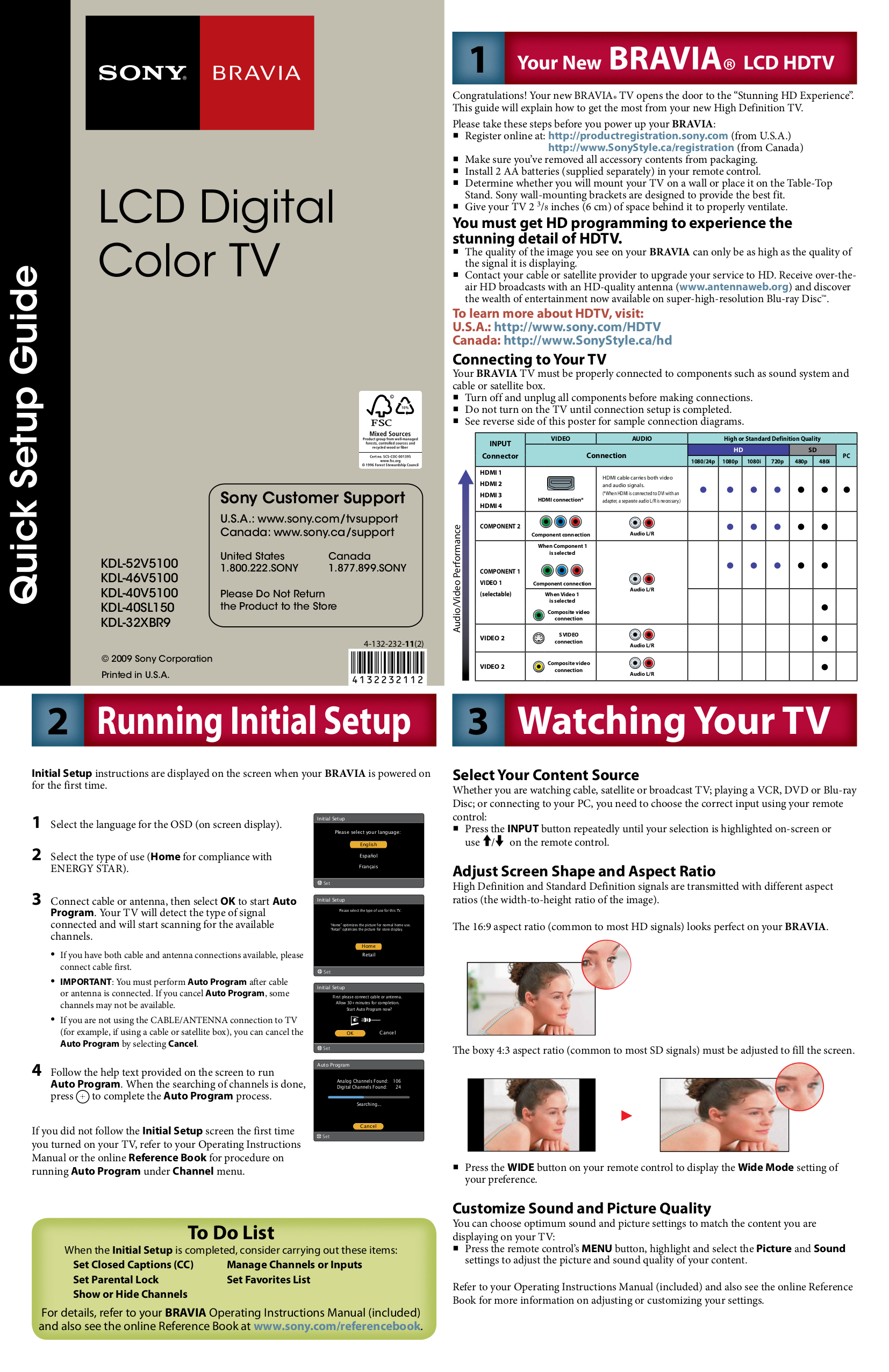 Download free pdf for Sony BRAVIA KDL-52V5100 TV manual