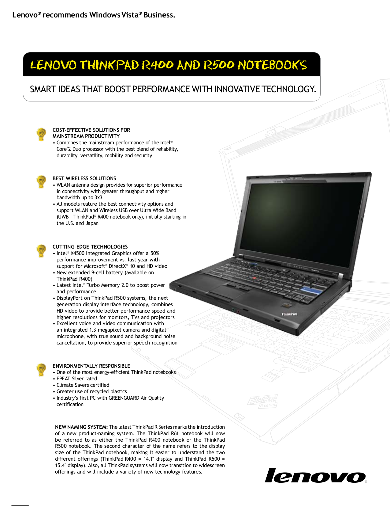 pdf for Lenovo Laptop ThinkPad R500 2716 manual