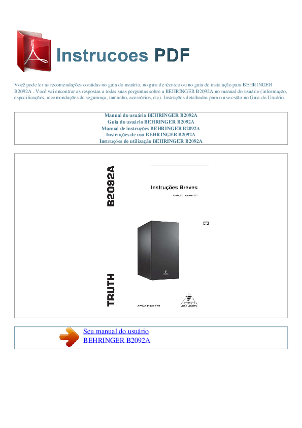 behringer subwoofer manual