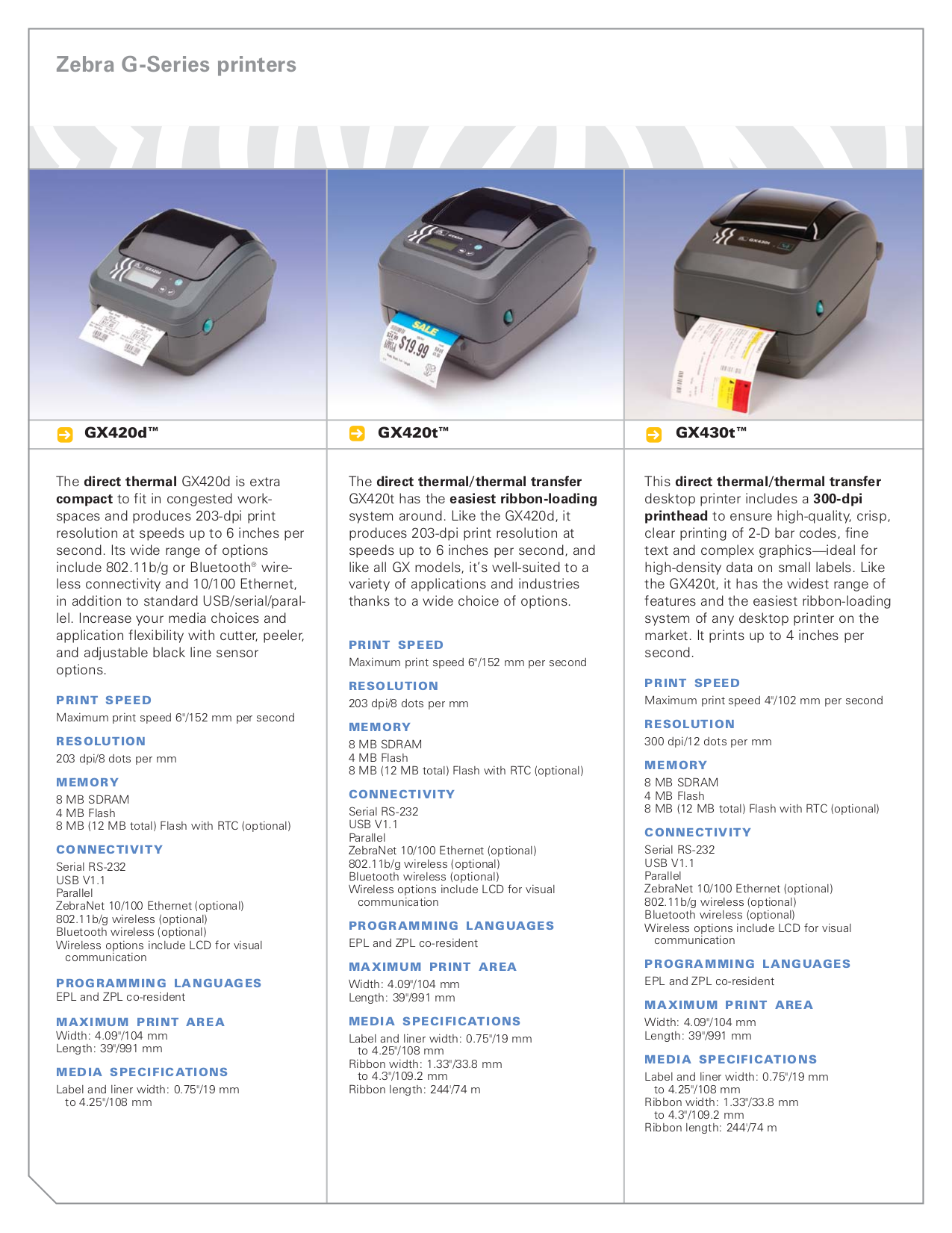 PDF manual for Zebra Printer GK420t