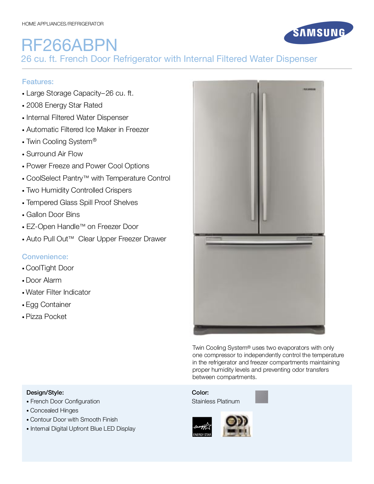 Download Free Pdf For Samsung Rf266abpn Refrigerator Manual