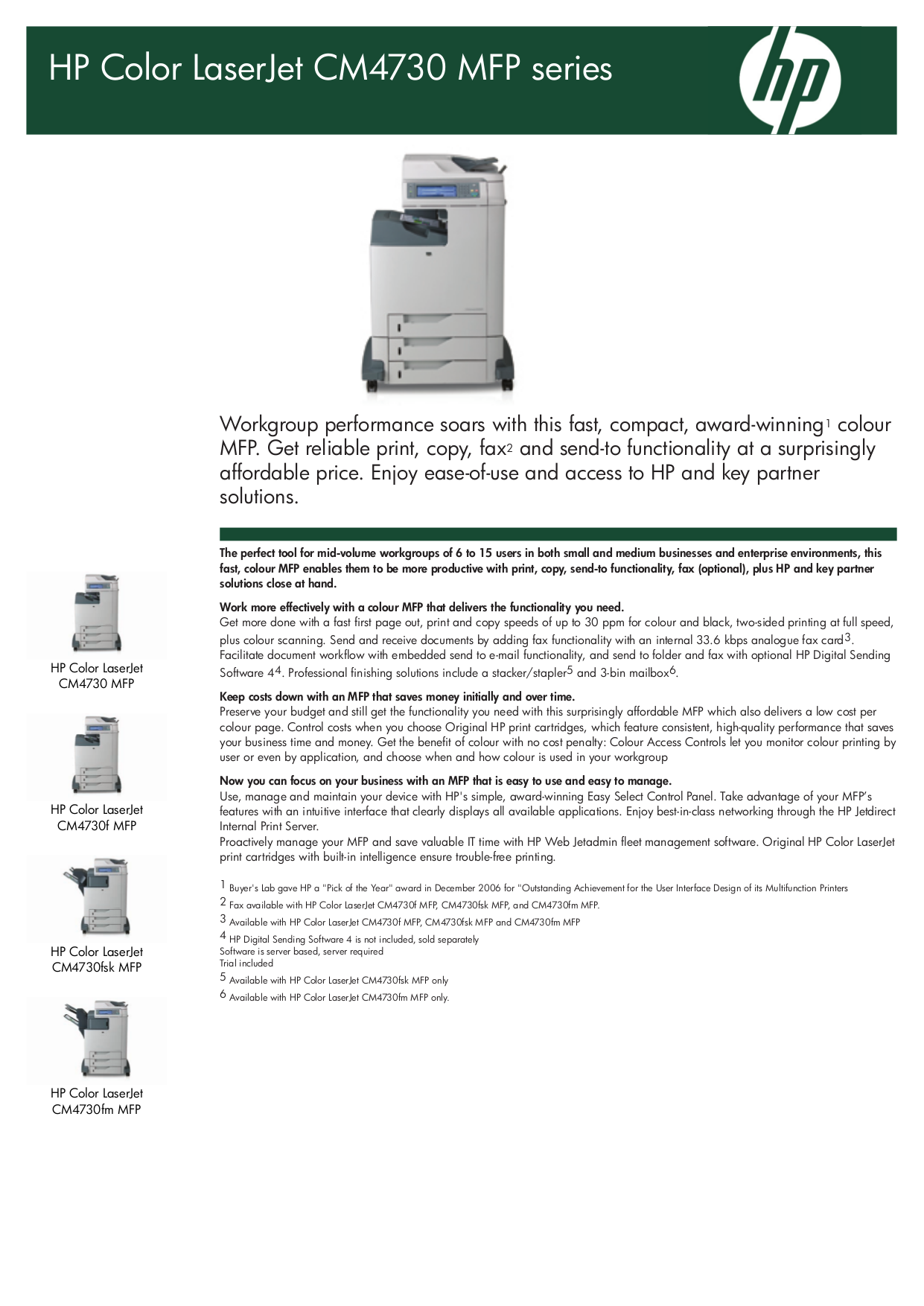 pdf for HP Multifunction Printer Laserjet,Color Laserjet CM4730fm manual
