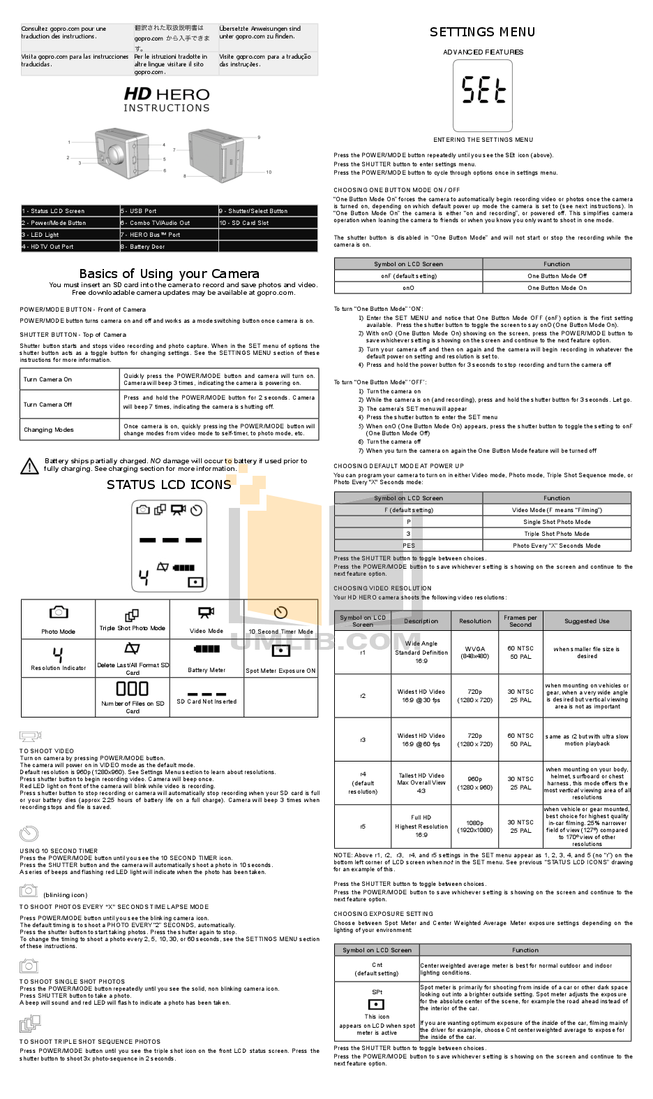 pdf for GoPro Digital Camera Hero 3 Helmet HERO manual