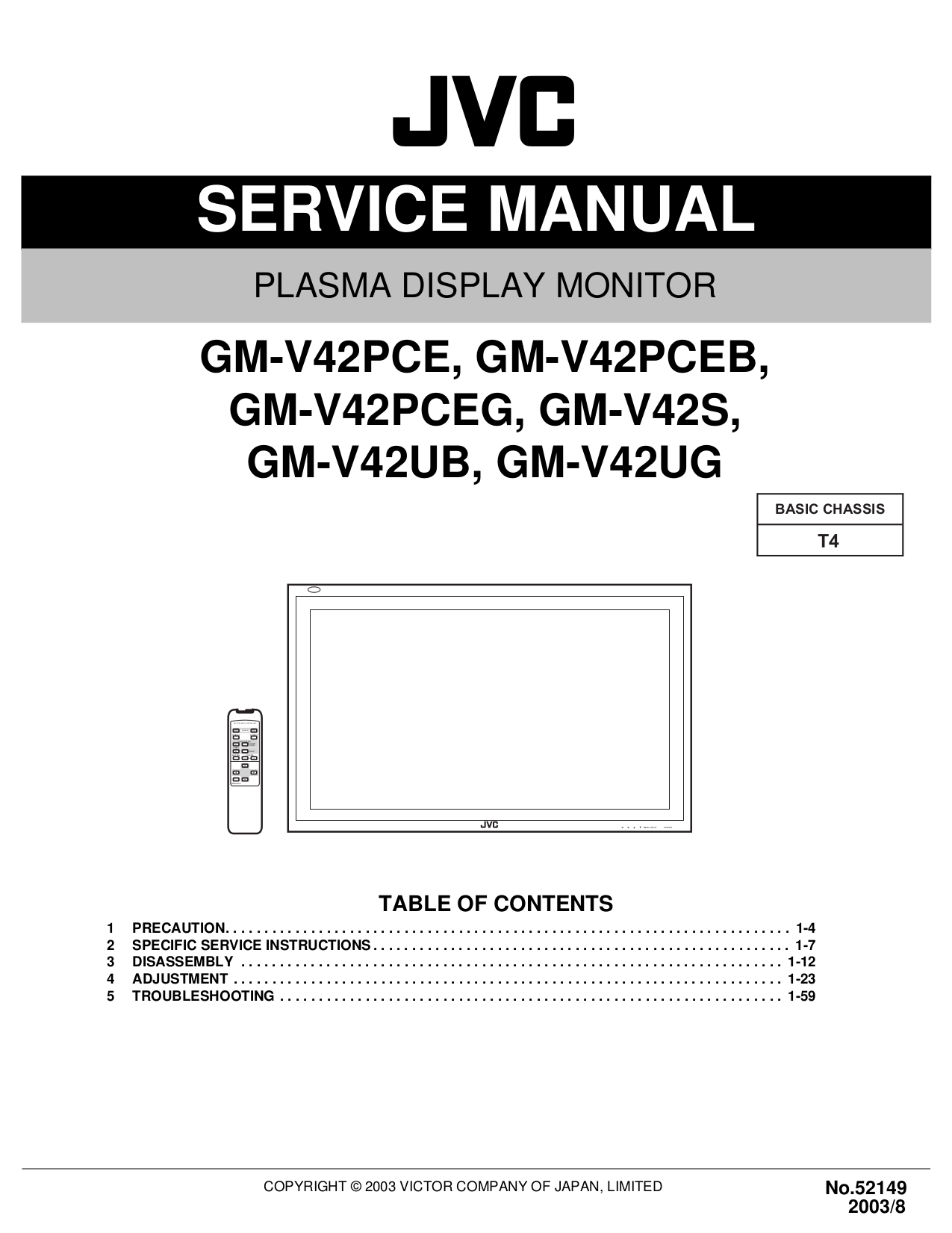 pdf for JVC Monitor GM-V42PCEB manual