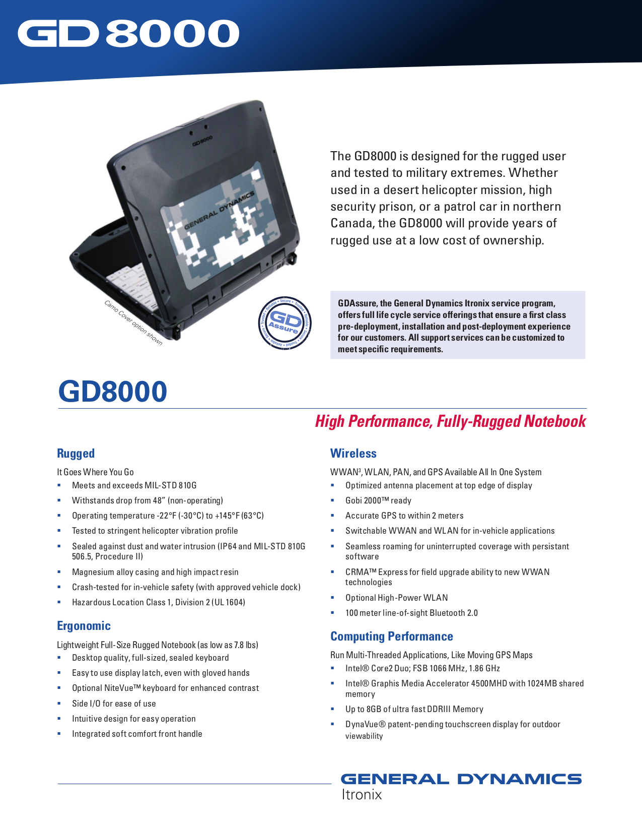 Itronix Gd8000 1 86ghz Toughbook Laptop 128gb Ssd Rugged General Dynamics Touch Ebay
