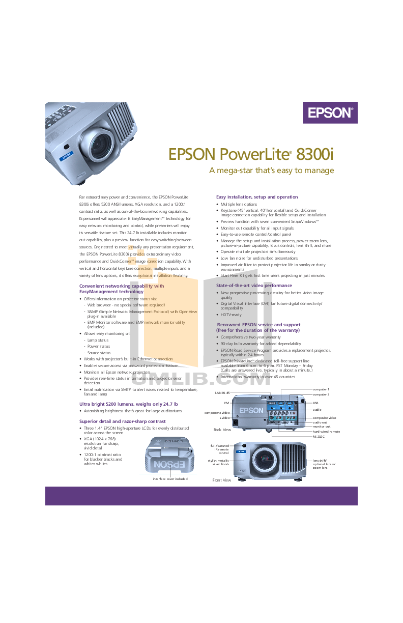 pdf for Epson Projector EMP-8300 manual