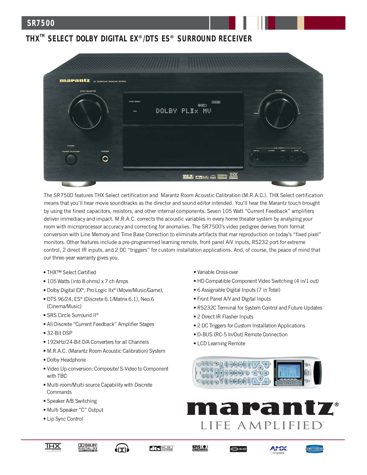 Download free pdf for Marantz SR7500 Receiver manual