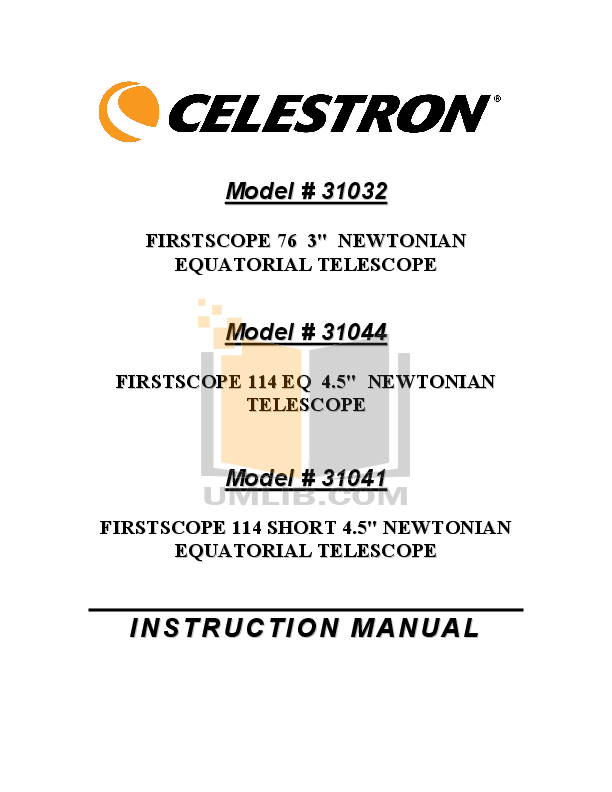 Download free pdf for Celestron FirstScope 114 Telescope manual