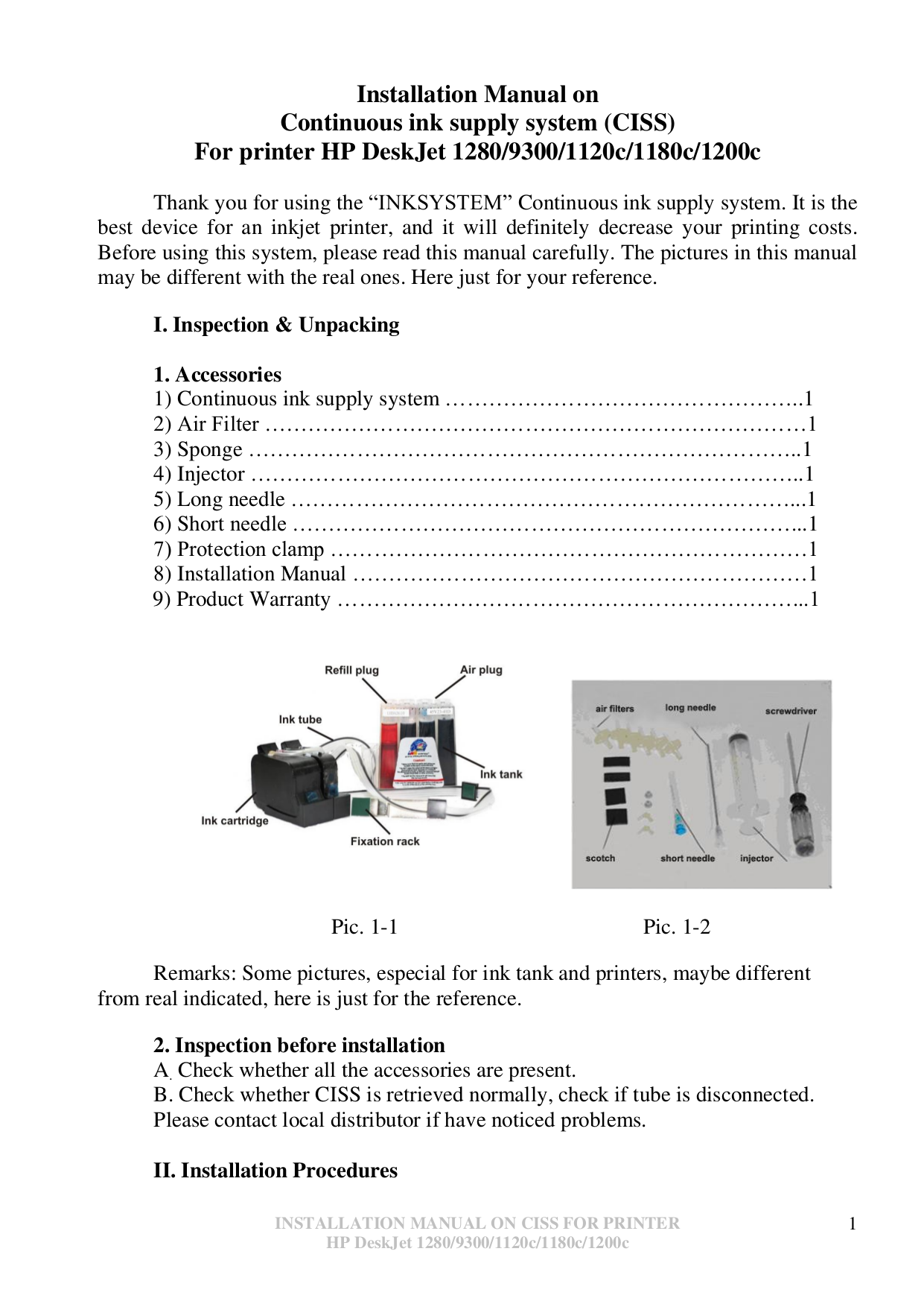 pdf for HP Printer Deskjet 1180c manual