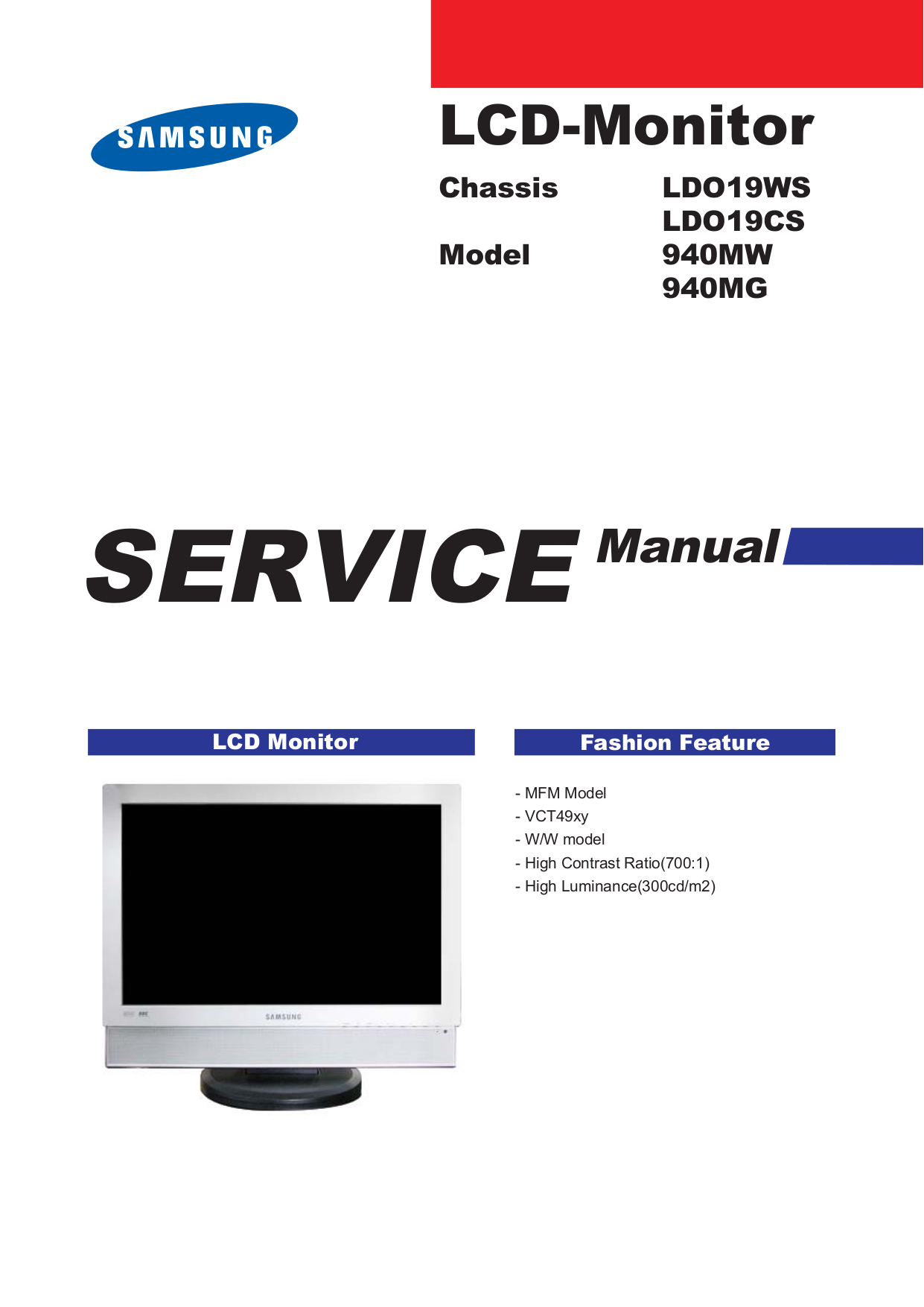 pdf for Samsung Monitor SyncMaster 960HD manual
