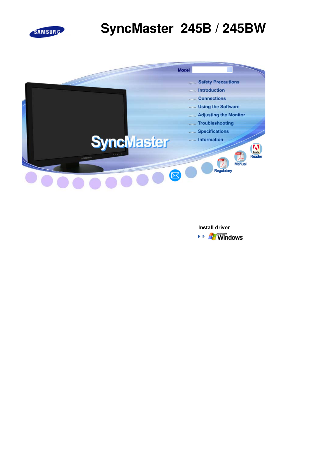 pdf for Samsung Monitor SyncMaster 245BW manual
