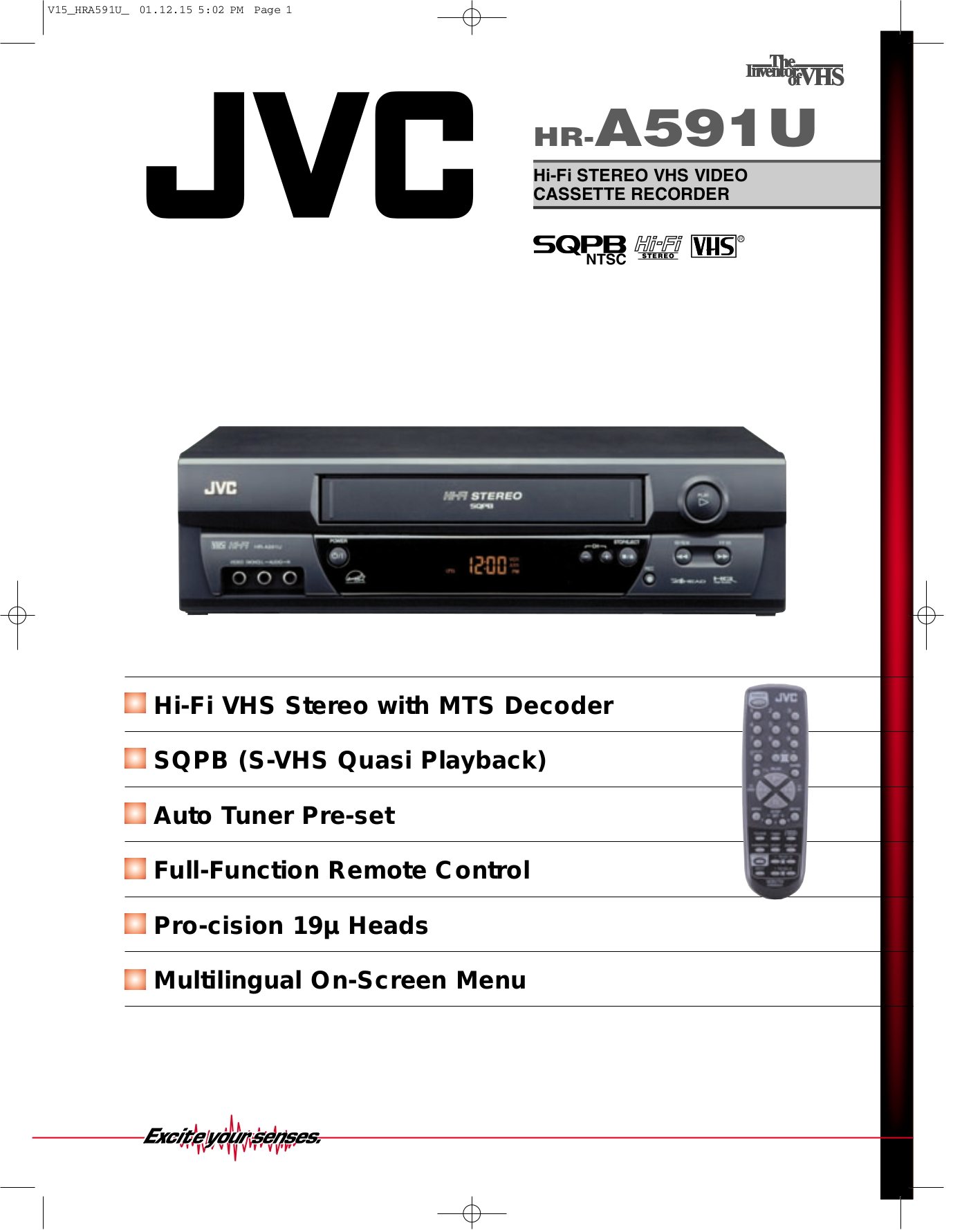 JVC HRA591U 4-Head Hi-Fi VCR HR-A591