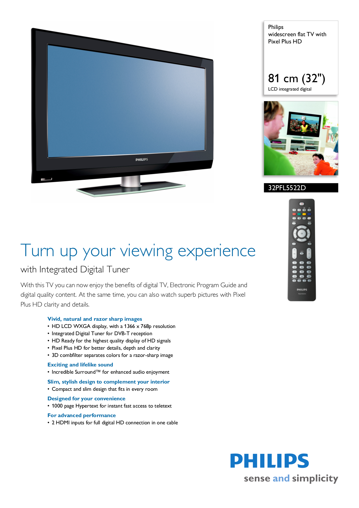pdf for Philips TV 32PFL5522D manual