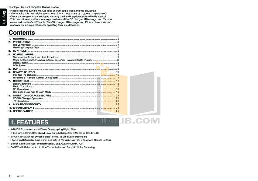 CLARION DXZ535 MANUAL PDF