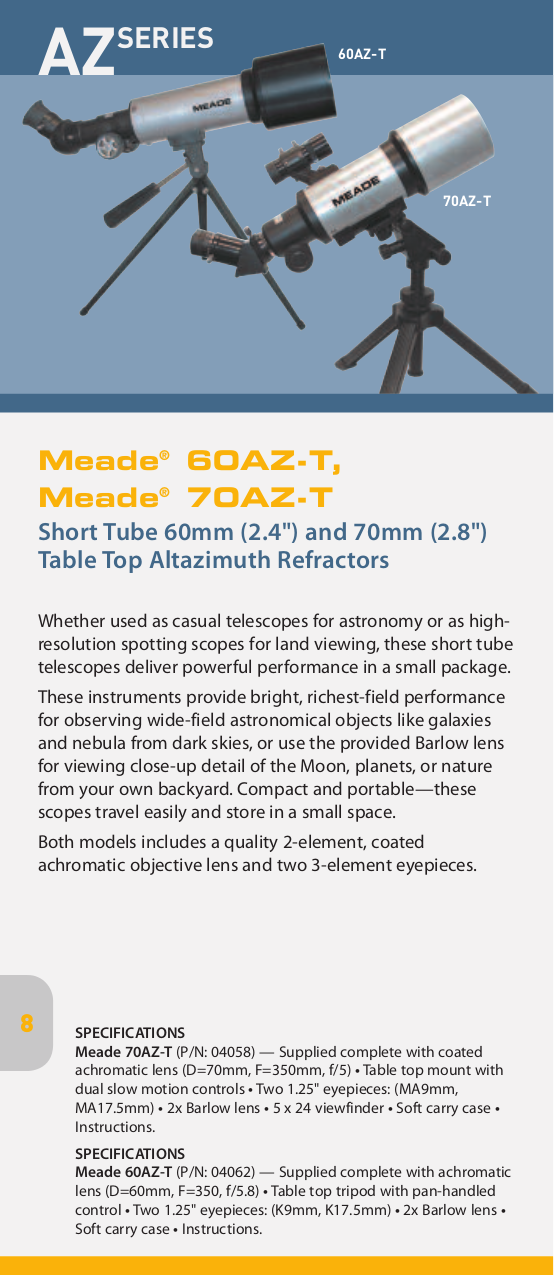 PDF manual for Meade Telescope Telestar NGC60